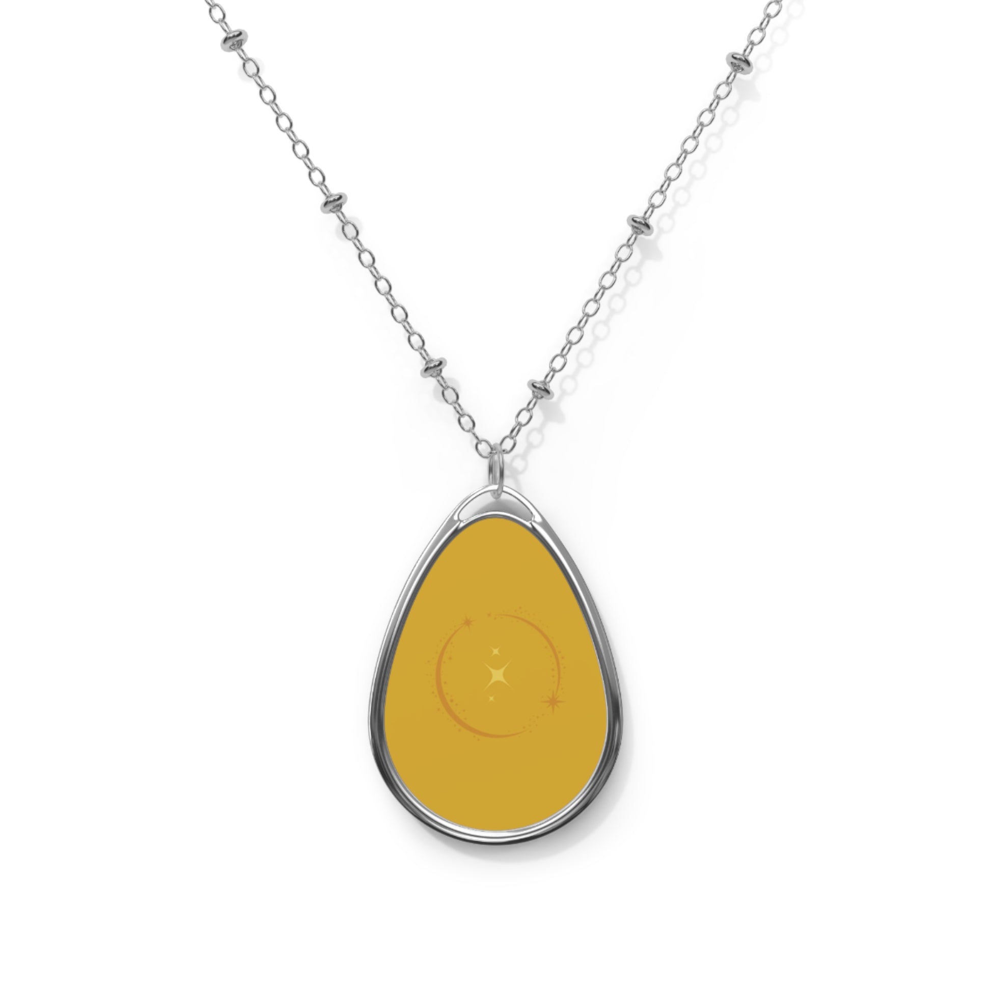 Oval Necklace, Oval Pendant Wire Necklace - Iconic Tier