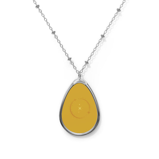 Oval Necklace, Oval Pendant Wire Necklace - Iconic Tier